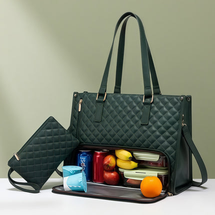 Popular 2-in-1 Lunch Bag Large Capacity Insulated Bag Crossbody Bag Women's Shoulder Bag with Small Bag Computer Bag Cross-Border
