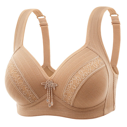 Cross-border new large size non-steel ring comfortable breathable gathered women's underwear non-magnetic thin cup smooth fat mm bra