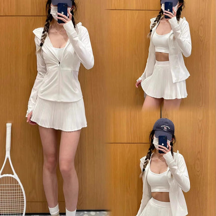Lulu Same Varsity Women Organ Pleated High Waist Tennis Skirt Quick-drying Wick Pleated Skirt Outdoor Sports