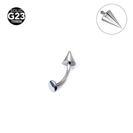 G23 titanium alloy flat-bottomed curved rod internal thread pointed cone devil lip nail ear bone nail puncture jewelry 6~16mm length