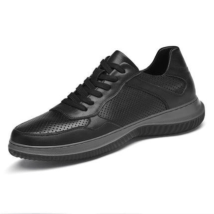 First-Layer Cowhide Men's Casual Leather Shoes, Comfortable Lace-Up Breathable Cross-Border Large Size Perforated Men's Shoes, Breathable Office Leather Shoes