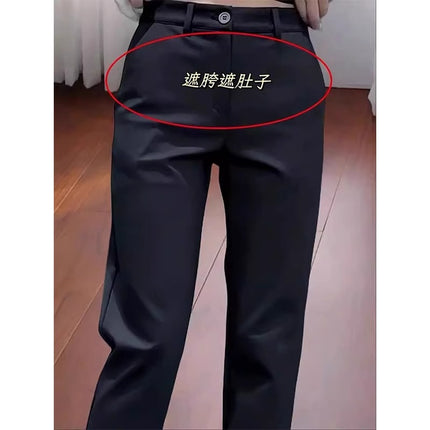 Black Cigarette Pants Women's Summer Thin Pear-Shaped Figure High-Waist Slim Casual Nine-Point Slit Narrow Straight Pants