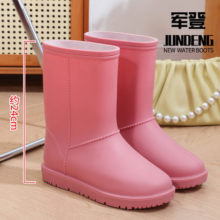 Women's Mid-Calf Rain Boots, Winter Thickened Waterproof Shoes, Outdoor Warm Rubber Shoes, Rain Boots, Labor Protection Work Wear-Resistant Water Boots for Women
