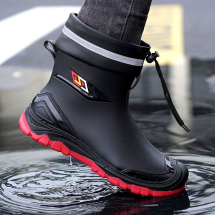 Men's Velvet Short Rain Boots 2025 New Style Anti-Slip Waterproof Wear-Resistant Water Boots Rain Boots Fishing Work Rubber Shoes for Men
