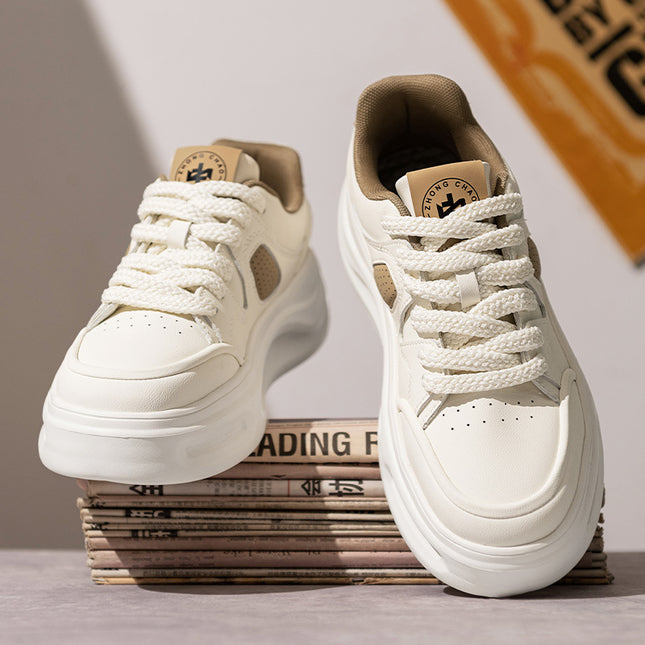 Men's Shoes 2024 New Autumn and Winter Shoes Men's High-End White Sneakers Sports Board Shoes Men's Thick-Soled Cool Trendy Shoes