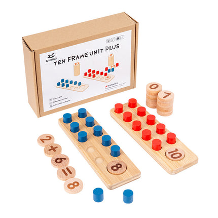 Children's Montessori Early Education Wooden Ten-digit Calculation Board Mathematics Number Sense Addition and Subtraction Calculation Dozens of Lattice Matrix Benefit Intelligence Toys