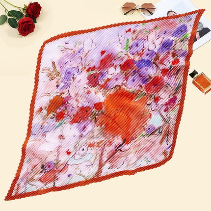 New wrinkled small square scarf female Korean imitation silk printed wrinkled small scarf Joker scarf decorative scarf wholesale