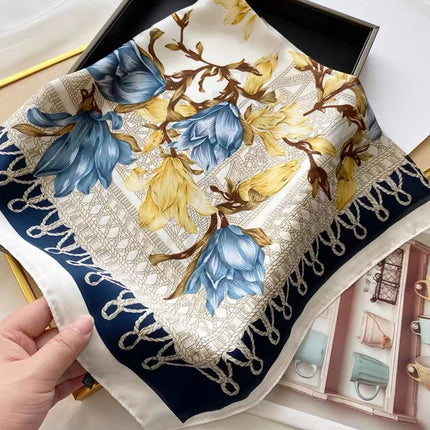 70 Silk Scarf Square Scarf High-end Korean Style Fashion All-match Professional Silk Small Scarf Retro Printed Silk Scarf for Women
