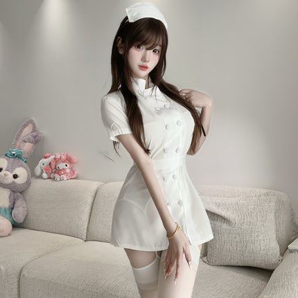 Sexy Nurse Doctor Cosplay White Angel Dress Short-Sleeved Lingerie