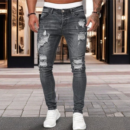 Leggings Slim-fit AliExpress Trendy Foreign Trade Cowboy New wish European and American Leggings Men's Pants with Holes Cross-border Exclusive