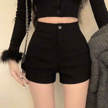 Hip-Covering Hot Girl Casual Shorts Women's Summer Black 2024 Tight New Fashion Season A-Line Hot Pants Hot Style High Waist
