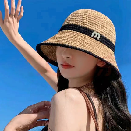 Japanese sweet new sunscreen sun hat women's summer hollow breathable sun hat small brim face small straw hat wholesale