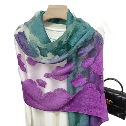 Three-dimensional Flower Cutting Scarf Women's Spring and Autumn Korean-style Organza Rose Long Scarf Gauze Dual-use Shawl