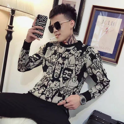 Autumn and Winter Knitted Sweater Men's Sweater Trendy Handsome Social Turtleneck Base Shirt for Male Students