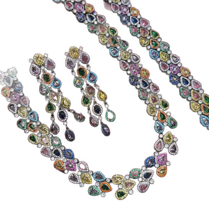 Water Drop Shape Full of Zirconia, Ladylike Temperament, High-End, Light Luxury and Heavy-Duty Women's Necklace Set