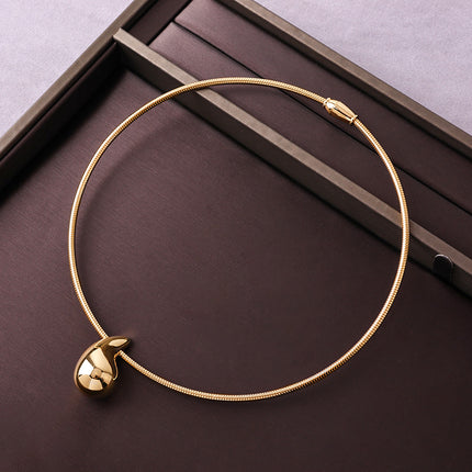 Cross-border Amazon fashion large water drop necklace set simple smooth opening retro metal magnetic collar jewelry