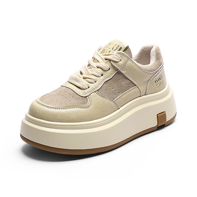 Casual Shoes fleece-lined Comfortable Sneakers Heightened Lightweight Thick-soled German Training Shoes All-match New Winter 2024 Genuine Leather Cotton Shoes for Women