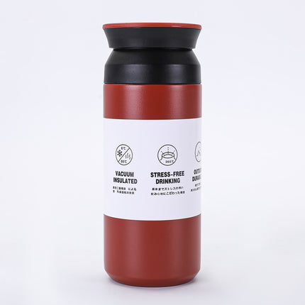 New Japanese Element Cup Flat Lid Simple Accompanying Water Cup Portable 304 Stainless Steel Double Layer Vacuum Thermos Cup