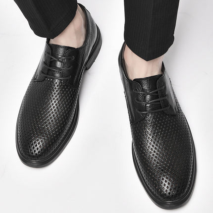 Summer Genuine Leather Hollow-out Leather Shoes High-end Gentleman Middle-aged Youth Office Business Breathable Dress Leather Shoes