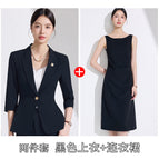 Two-piece set black suit + dress / S