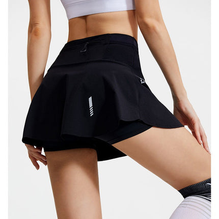 Women's Quick-Dry Zipper Skirt Morning Running Mobile Phone Sports Skirt Loose Casual Anti-walking Marathon Tennis