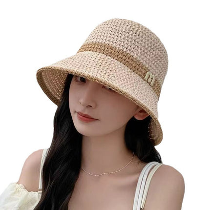 Summer Women's Korean-Style Sun Protection Sun Hat, Foldable Straw Hat, Anti-Uv Fisherman Hat, Outdoor Face-Covering Bucket Hat