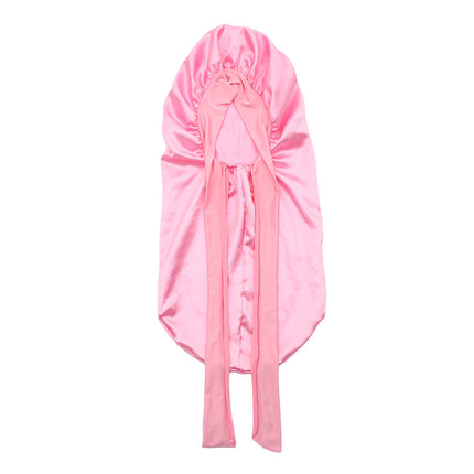 Amazon's New Women's Ribbon Long Hat Satin Nightcap Hairdressing Shower Cap Hair Care Cap Long Tail Turban Hat