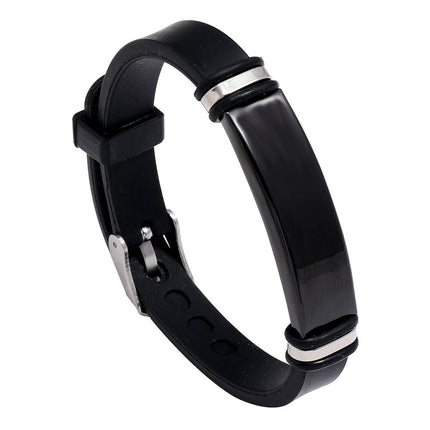 European and American Cross-border Trendy Men's Light Plate Stainless Steel Bracelet Men's Characteristic Jewelry Personalized Creative Silicone Bracelet