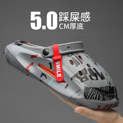 Trendy Men's Summer Outdoor Clogs with a Soft Sole, Sporty Closed-Toe Sandals, Men's Outdoor Beach Slippers