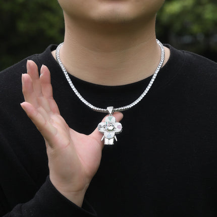 European and American hip-hop new niche design donkey flower pendant copper inlay 5A zircon personality tide brand necklace a generation of hair
