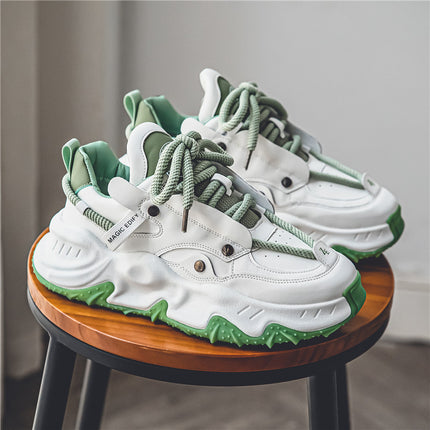 Men's Spring niche fashion sneaker running shoes popcorn casual sneakers men's shoes thick sole height increasing daddy shoes