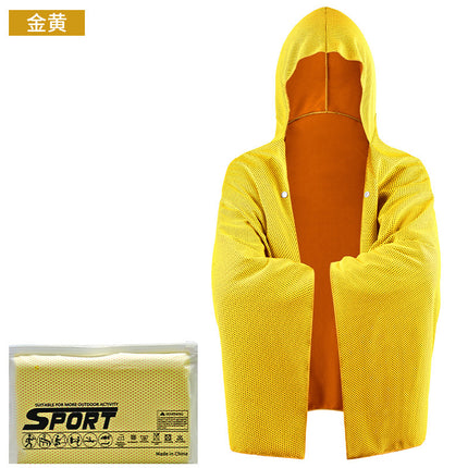 Outdoor sports cold sunscreen cloak large quick-drying hooded beach bath towel absorbent sunshade shawl cold towel