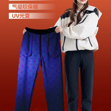 Light-Sensitive Temperature-Locking Pants Uv Light-Changing Autumn and Winter Casual New Heat-Retaining Thermal Pants 7A Antibacterial Fleece-Lined Thickened Hiking Pants