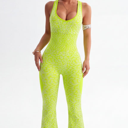 Hot-Selling Leopard Print Flared Jumpsuit in Stock, Amazon Yoga Jumpsuits, Hot-Selling Yoga Jumpsuits Wholesale
