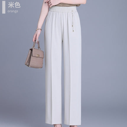 Straight-Leg Pants for Middle-Aged and Elderly Women, Summer Thin Loose Slimming Pants, Mom Pants, Simple Loose Casual Long Pants