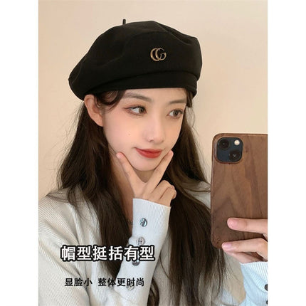 Spring and Autumn New Starry Sky online celebrity beret women's fashion all-match black painter hat Net red face small beret hat