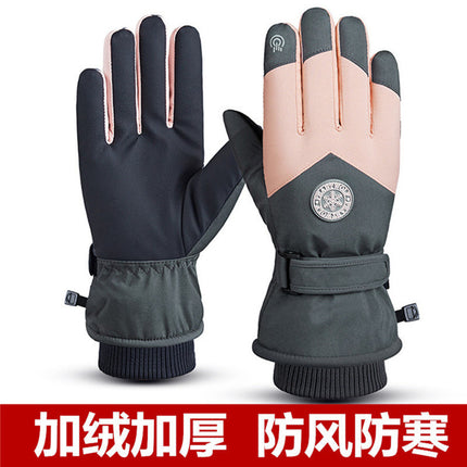 Ski Gloves for Men and Women in Winter, Warm and Velvet Sports Touch Screen Outdoor Waterproof and Windproof Snow Riding Couple Gloves