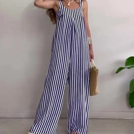 2024 New Women's Clothing Casual Loose Striped Suspender Pants Women's Clothing