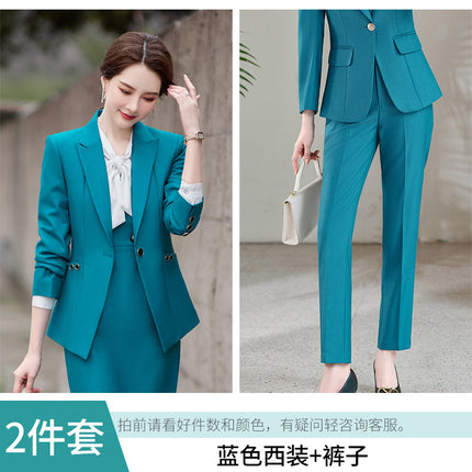 Amazon European and American Cross-Border Popular Commuter Foreign Trade Women's Blazer Professional Pants Dress Two-Piece Suit