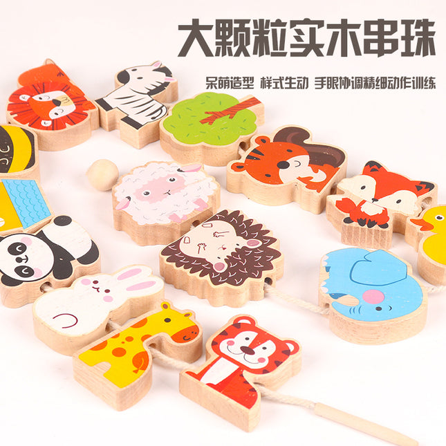 Wooden cartoon creative puzzle children's thinking action balance animal balance beaded parent-child interactive wooden toy
