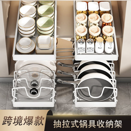 Carefully Selected Kitchen Storage Pot Lid Rack, Adjustable Pot Holder, Pot Rack, Countertop Cabinet, Dish Rack, Pull-Out Storage Rack