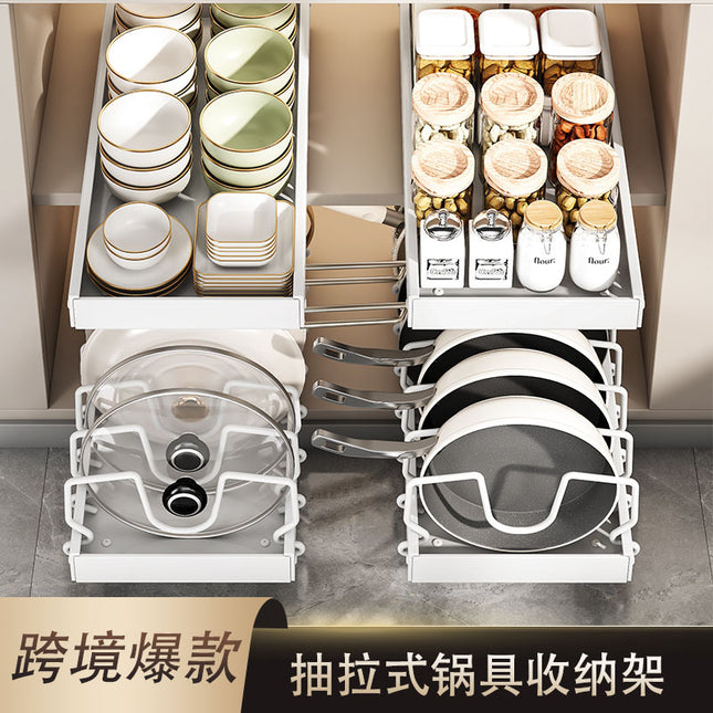 Carefully Selected Kitchen Storage Pot Lid Rack, Adjustable Pot Holder, Pot Rack, Countertop Cabinet, Dish Rack, Pull-Out Storage Rack