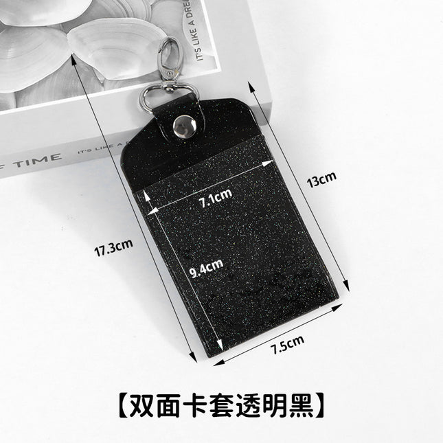 Waterproof PVC Transparent Flash Powder Card Set Work Card Student Meal Card Certificate Star Peripheral Small Card Storage Set Pendant