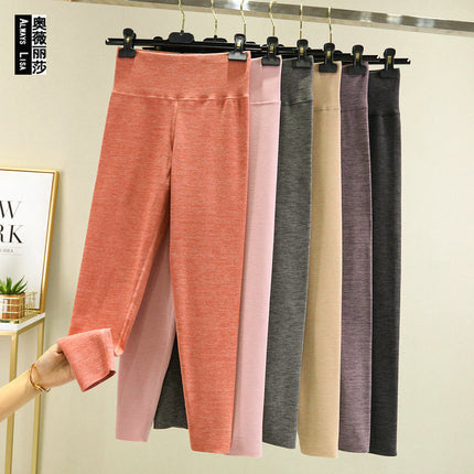Live delivery double-sided colorful velvet high waist leggings slim fit all-matching women's trousers for outerwear