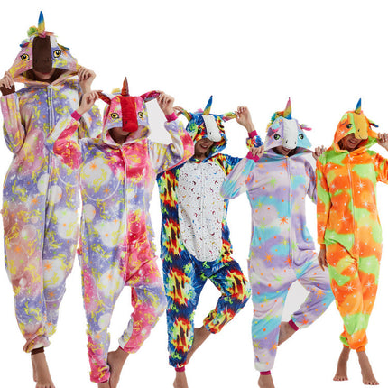 Autumn and winter new flannel gilded stars Tianma adult animal cartoon one-piece pajamas manufacturers home clothes wholesale