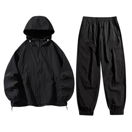 Sun Protection Clothing Set Upf50+ Cool-Touch Ice Silk Original Yarn Hooded Breathable Nylon Ice Silk Outdoor Skin Protection Clothing Shorts