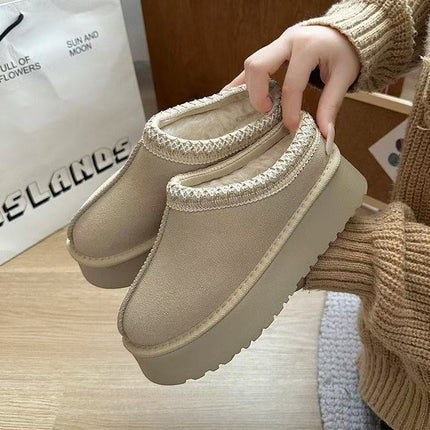 Tazz Women's Snow Boots with Plush Lining, Thickened 2025 New Versatile Casual Comfortable Thick-Soled Slip-On Furry Shoes