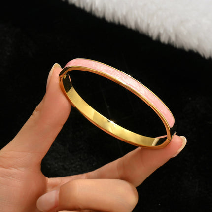 Titanium Steel Bracelet Does Not Fade, Diamond-Encrusted Real Gold Electroplated 18K Gold Stainless Steel Bracelet Douyin Cross-Border Same Style