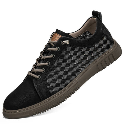 Summer Men's Hollow Board Shoes Fashionable Shallow Mouth Breathable Fly Woven Sneakers Flat Mesh Casual Thin Mesh Men's Shoes