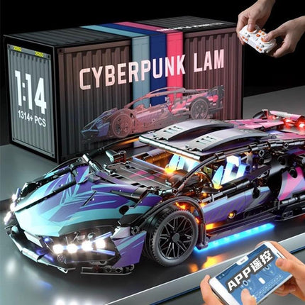 Compatible with Lego Black Gold V12 Cyberpunk Rambo Remote Control Building Blocks Sports Car Racing Children's Toys Cross-Border Wholesale